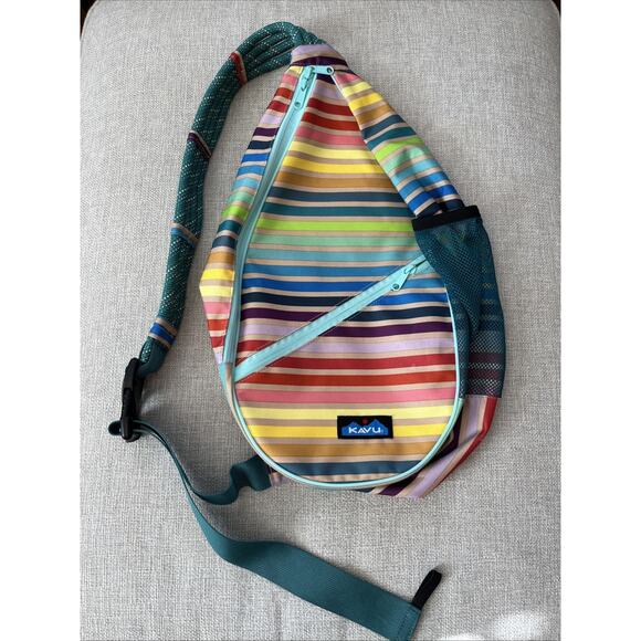 Kavu Handbags - KAVU Rope Sling Backpack Brand EUC Rainbow Stripes FAST SHIPPING Colorful
